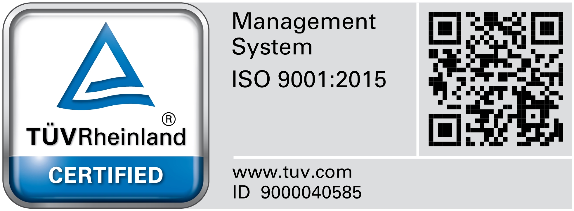 Certification ISO 9001:2015 – TÜV Rheinland